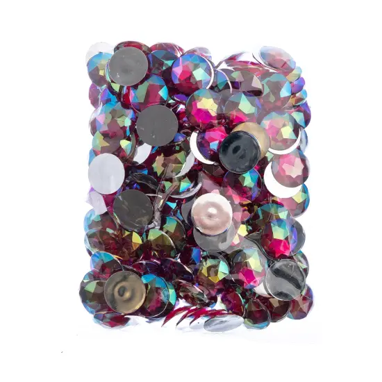 John Bead 20mm Round Acrylic Flat Back Rhinestones, 200pcs Fuchsia AB {4}