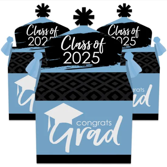 Big Dot of Happiness Light Blue Grad - Best is Yet to Come - Treat Box Party Favors - 2025 Light Blue Graduation Party Goodie Gable Boxes - Set of 12 {3}