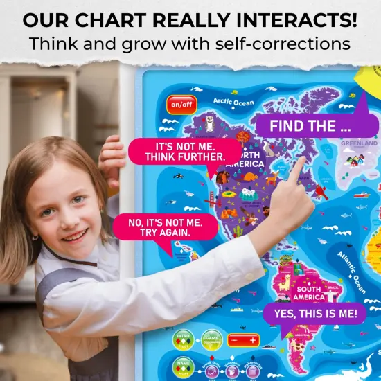 QUOKKA Educational Toys for Kids 5-7 Year Old - USA World MapsLearning Wall Chart for Toddlers Age 3 4 6+ - Interactive Speech Therapy Poster Boy Girl - Autism Game 8-10-12 {4}