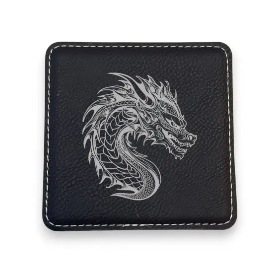 Coaster - Dragon - SET OF 2 - Leather or Stitched Cork Stitched Cork/Black {3}