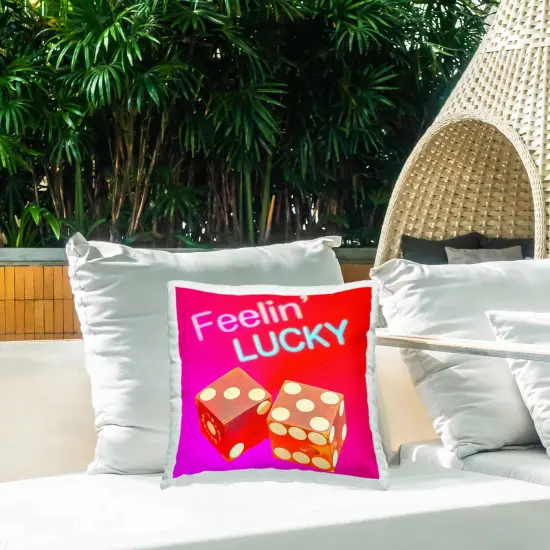 Feelin' Lucky with Dice Outdoor Printed Pillow Design by Graffitee Studios, 18 x 7 x 18 {2}