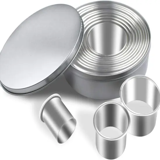 12-Piece Round Cookie Cutter Set - Stainless Steel Baking Molds {5}