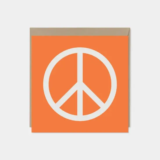 Orange Peace Sign Card, Square Peace {1}