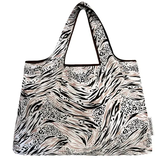 Wrapables Large Foldable Tote Nylon Reusable Grocery Bags, Nature {3}