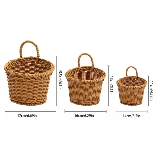 3 pieces Small Woven Storage Basket Bathroom Home Wall Desktop Organizer Baskets {2}