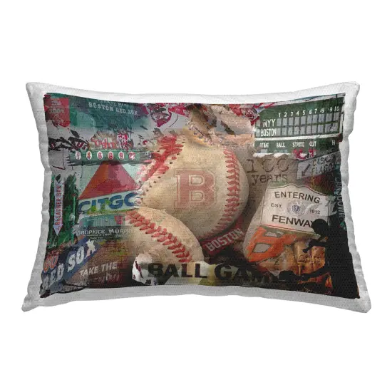 Entering Fenway Baseball Collage Outdoor Printed Pillow Design by Graffi*tee Studios, 14 x 7 x 20 {1}