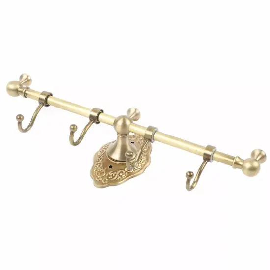 Towel Bar Rack Bathroom Towel Storage Brass Shelf Vintage Wall-Mounted Shelf {2}
