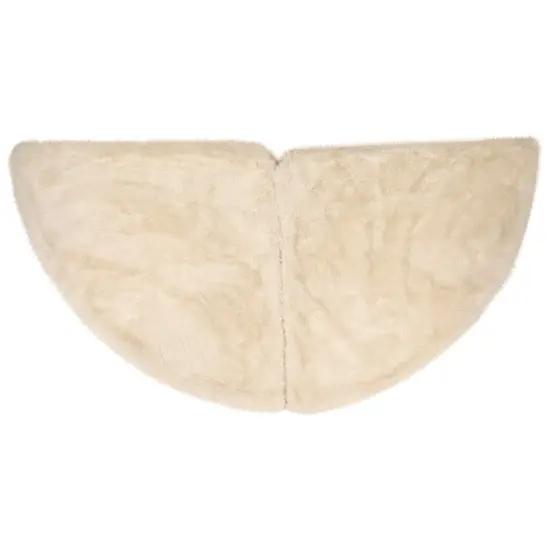 Northlight Faux Fur Round Tree Skirt - 84“ - White Ivory {4}