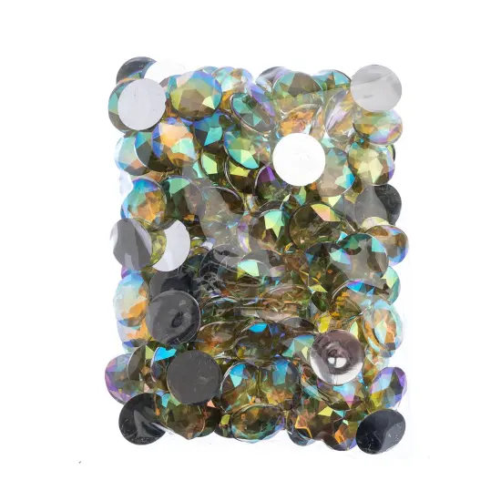 John Bead 20mm Round Acrylic Flat Back Rhinestones, 200pcs Yellow AB {4}