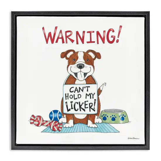 Stupell Industries Funny Can't Hold Licker Dog Framed Floater Canvas Wall Art Design by Deb Strain {7}