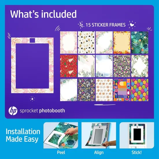 HP Sprocket Photobooth 3x4" Photo Printer Bundle w/Zink Paper, Case, Screen Protector & More White {6}