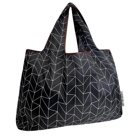 Wrapables Large Foldable Tote Nylon Reusable Grocery Bags, Geometric {1}