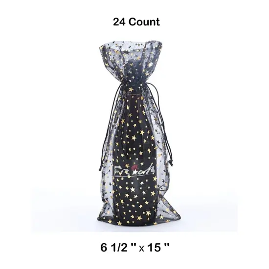 6.5" x 15" Star Organza Wine Bags Stylish Gift Packaging {1}
