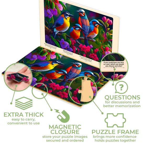 13 Pcs Dementia Puzzles for Elderly | 3 Alzheimers with Birds, Cats {3}