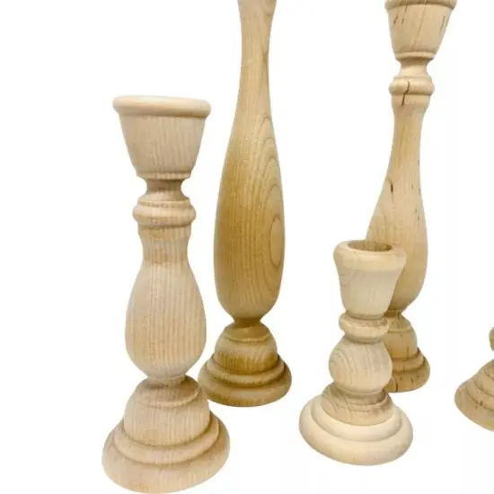 Kitcheniva 5 Set Wooden Paired Candlesticks Maple Wood Home Decor {2}