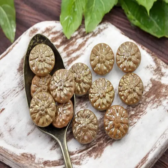 *12* 15mm Antique Pink Silk Picasso AB Dahlia Flower Coin Beads {1}