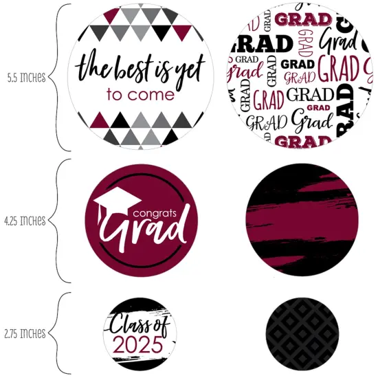 Big Dot of Happiness 2025 Maroon Graduation Party Giant Circle Confetti - Party Decorations - Large Confetti 27 Count {3}