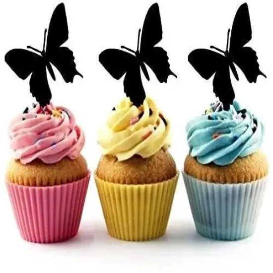 Butterfly Silhouette Acrylic Cupcake Toppers 12 pcs {1}