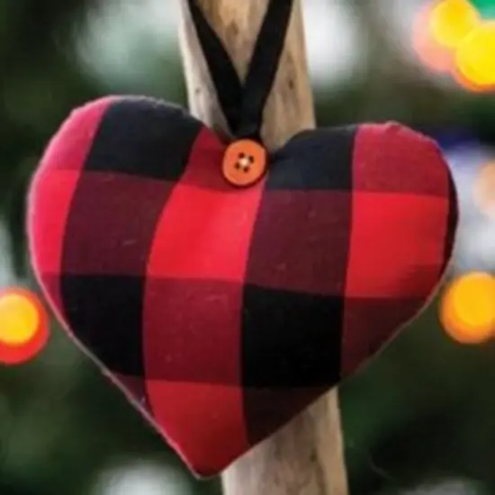 Buffalo Check Pattern Heart Ornament Red {2}