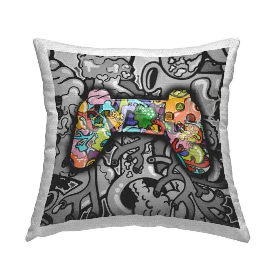 Urban Patterned Controller Outdoor Printed Pillow Design by Svetlana Aleynikova, 18 x 7 x 18 {1}