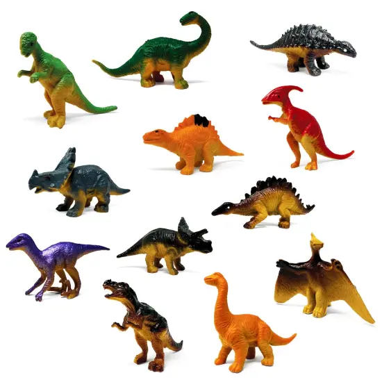 Wrapables Mini Plastic Dinosaur Figurines, Miniature Dino Figures for Cake Toppers, Birthday Party Favors, Stocking Stuffers, Easter Egg Fillers (Set of 24), Multi-color {1}