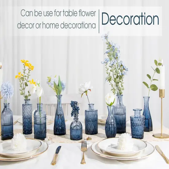 12pcs Glass Bud Vases Set - Mini Vintage Vases for Flowers Gold amber {5}