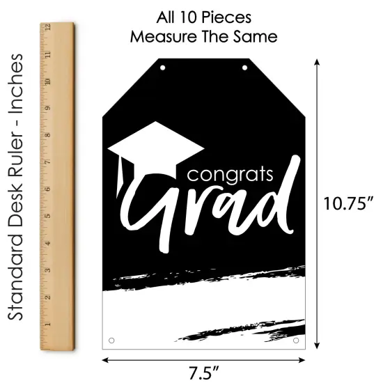 Big Dot of Happiness Black and White Grad - Best is Yet to Come - Hanging Vertical Paper Door Banners - 2025 Party Wall Decor Kit- Indoor Door Decor {7}