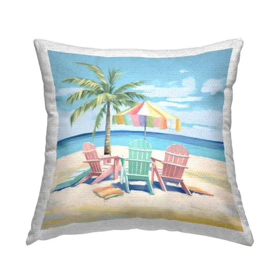 Tropical Beach Chairs Design by Irena Orlov Outdoor Printed Pillow  {1}