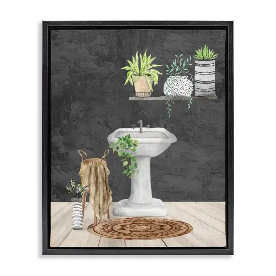 Stupell Industries Relaxing Bathroom Scene Framed Floater Canvas Wall Art Design by Kim Allen {1}