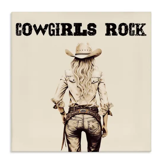 Stupell Industries Cowgirls Rock Phrase Canvas Wall Art Design by Karen Smith {1}