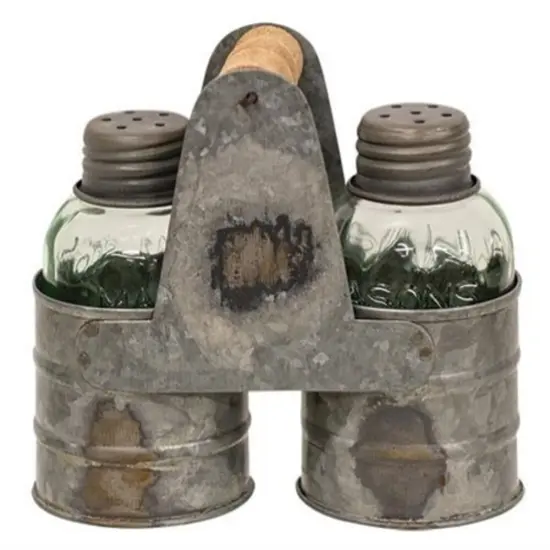 Galvanized Salt & Pepper Shaker Caddy {1}