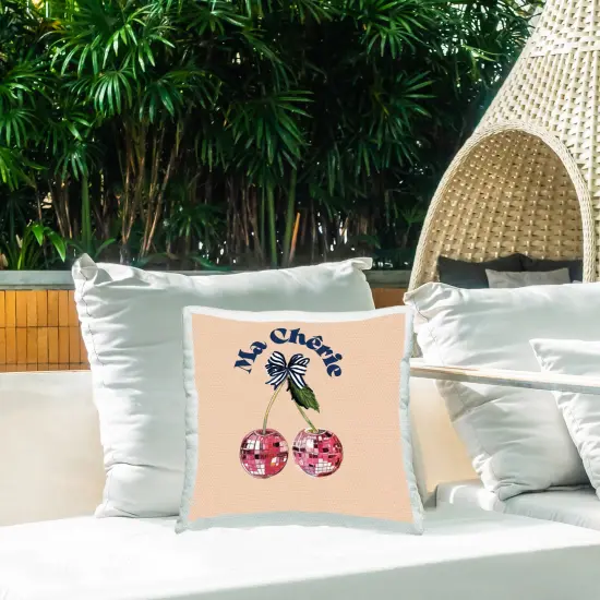 Glam Cherry Phrase Design by Amelia Noyes Outdoor Printed Pillow  {2}