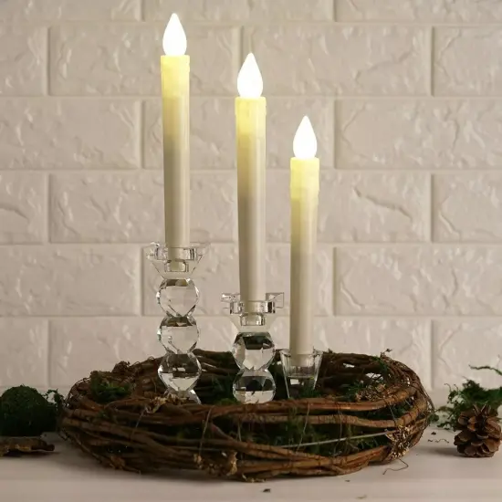 3 Warm White 9-Inch tall LED Taper Flameless Candles Lights Party Centerpieces {3}