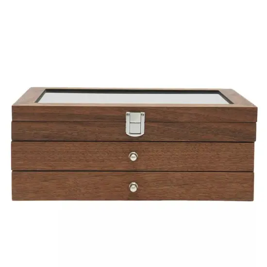 Walnut Wood Fountain Pen Display Organizer Storage Collector Box 34 Slots {1}