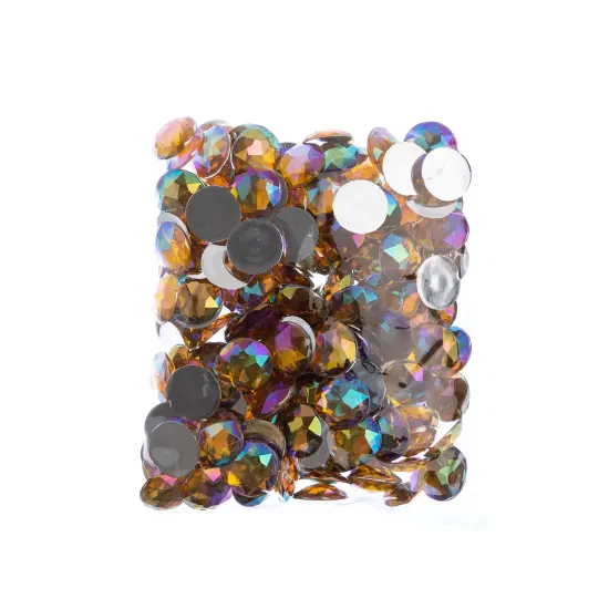 John Bead 16mm Round Acrylic Flat Back Rhinestones, 200pcs Gold AB {4}