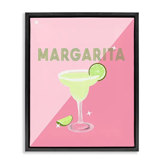 Stupell Industries Modern Margarita on Pink Framed Floater Canvas Wall Art Design by Ashley Singleton {1}