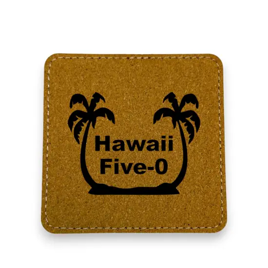 Coaster - Hawaii Five-0 - SET OF 2 - Leather or Stitched Cork Dark Brown/Black {4}
