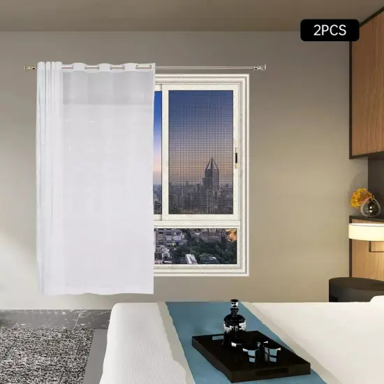 1 Pair White Knitted Floral Lace Curtains Living Room Curtains Drape 108" x 100" {2}