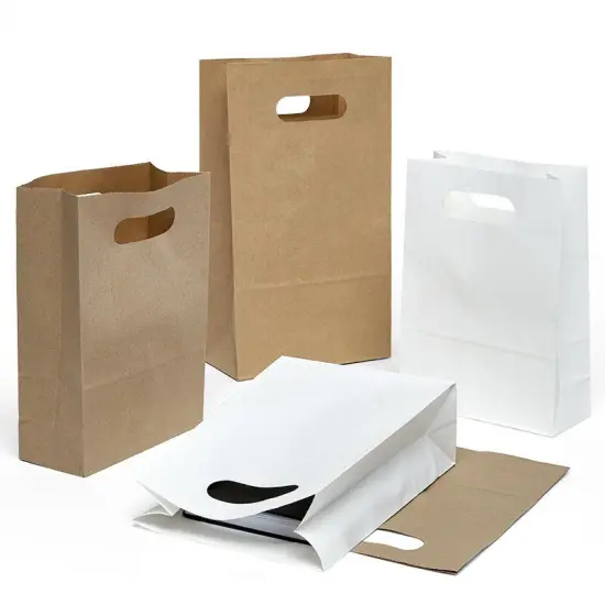 8" x 4" x 13 5/8" Economy Paper Bags with Die-Cut Handles {4}