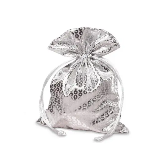 Faux Sequin Printed Satin Bag 5" x 7" Sparkling and Elegant {2}