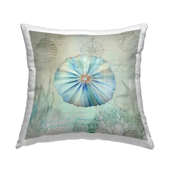 Vintage Nautical Sea Urchin Decorative Printed Throw Pillow Design by Andrea Haase, 18 x 7 x 18 {1}