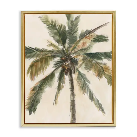 Stupell Industries Palm Tree on Beige Framed Floater Canvas Wall Art Design by Ethan Harper {1}