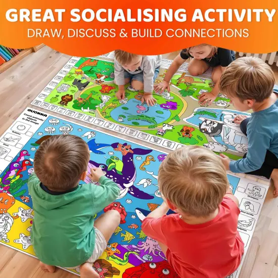 4 Giant Coloring Posters for Kids | Farm, Sea, Zoo & Birds {6}