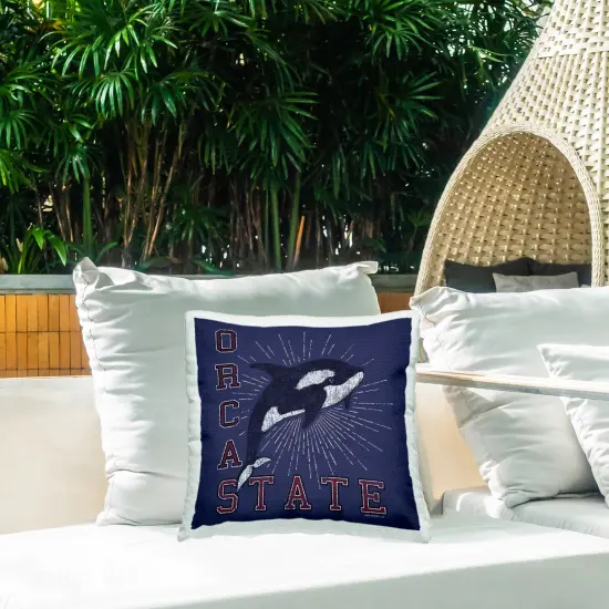Orca State Varsity Outdoor Printed Pillow Design by Spirit Animals/Life Is High, 18 x 7 x 18 {2}