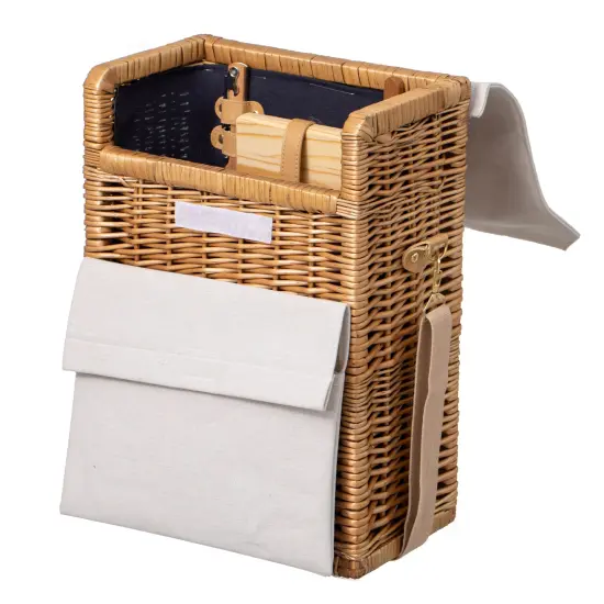 Wickerwise Wine & Cheese Picnic Basket - Wicker Tote Bag for Outdoor Parties, Camping, Travel & Celebrations - Wine Holder with Wooden Board - Ideal Present for Birthdays, Weddings and Thanksgiving {3}