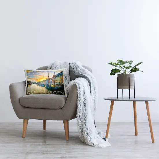 Copenhagen City Canal Design by GraffiTee Studios Throw Pillow {2}