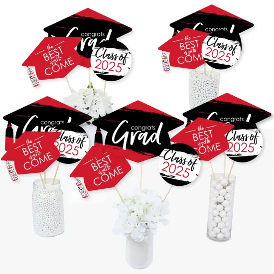 Big Dot of Happiness Red 2025 Graduation Party Centerpiece Sticks - Table Toppers - Set of 15 {3}