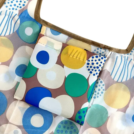 Wrapables Foldable Tote Nylon Reusable Grocery Bag (Set of 2), Happy Dots {5}