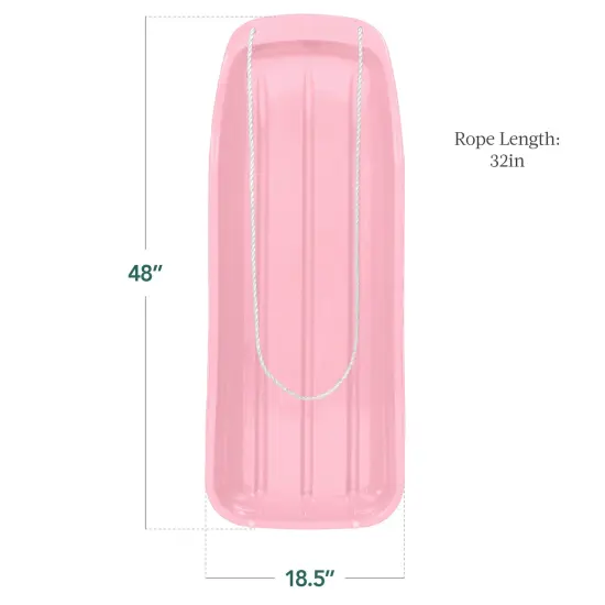 Best Choice Products 48in Kids Outdoor Plastic Sport Toboggan Winter Snow Sled Board Toy w/ Pull Rope Light Pink {2}