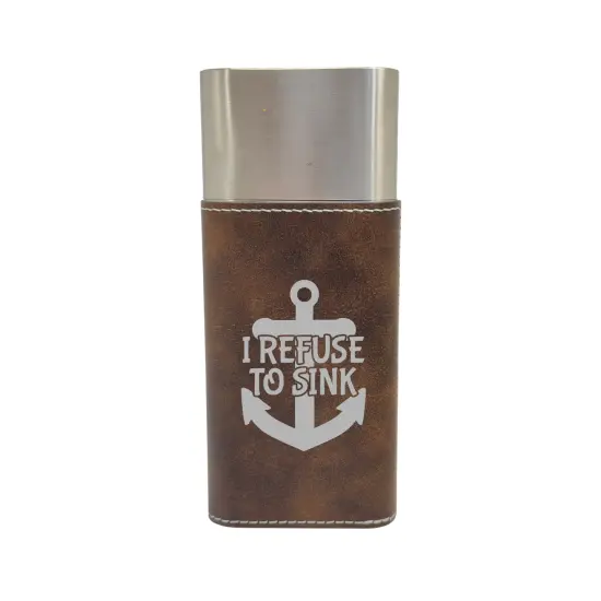 Cigar Case with Cutter - I refuse to sink - Leather Rustic/Silver {1}